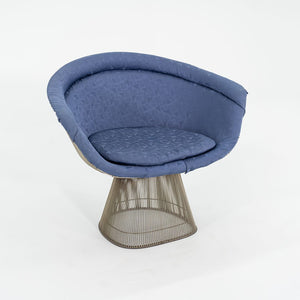 1960s Platner Lounge Chair, Model 1715L by Warren Platner for Knoll in Nickel Steel with Blue Fabric 4x Available