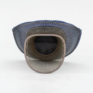 1960s Platner Lounge Chair, Model 1715L by Warren Platner for Knoll in Nickel Steel with Blue Fabric 4x Available