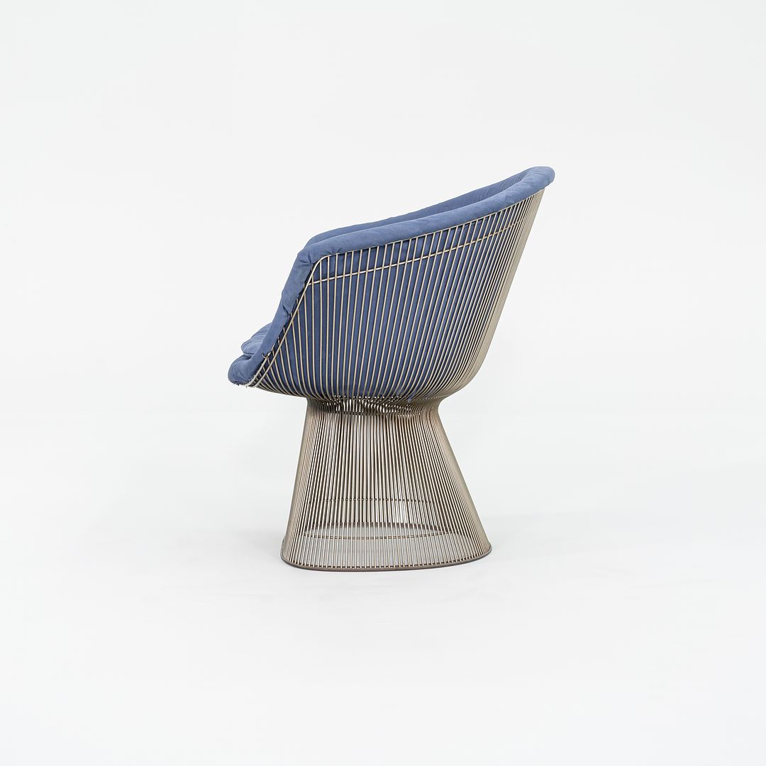 1960s Platner Lounge Chair, Model 1715L by Warren Platner for Knoll in Nickel Steel with Blue Fabric 4x Available