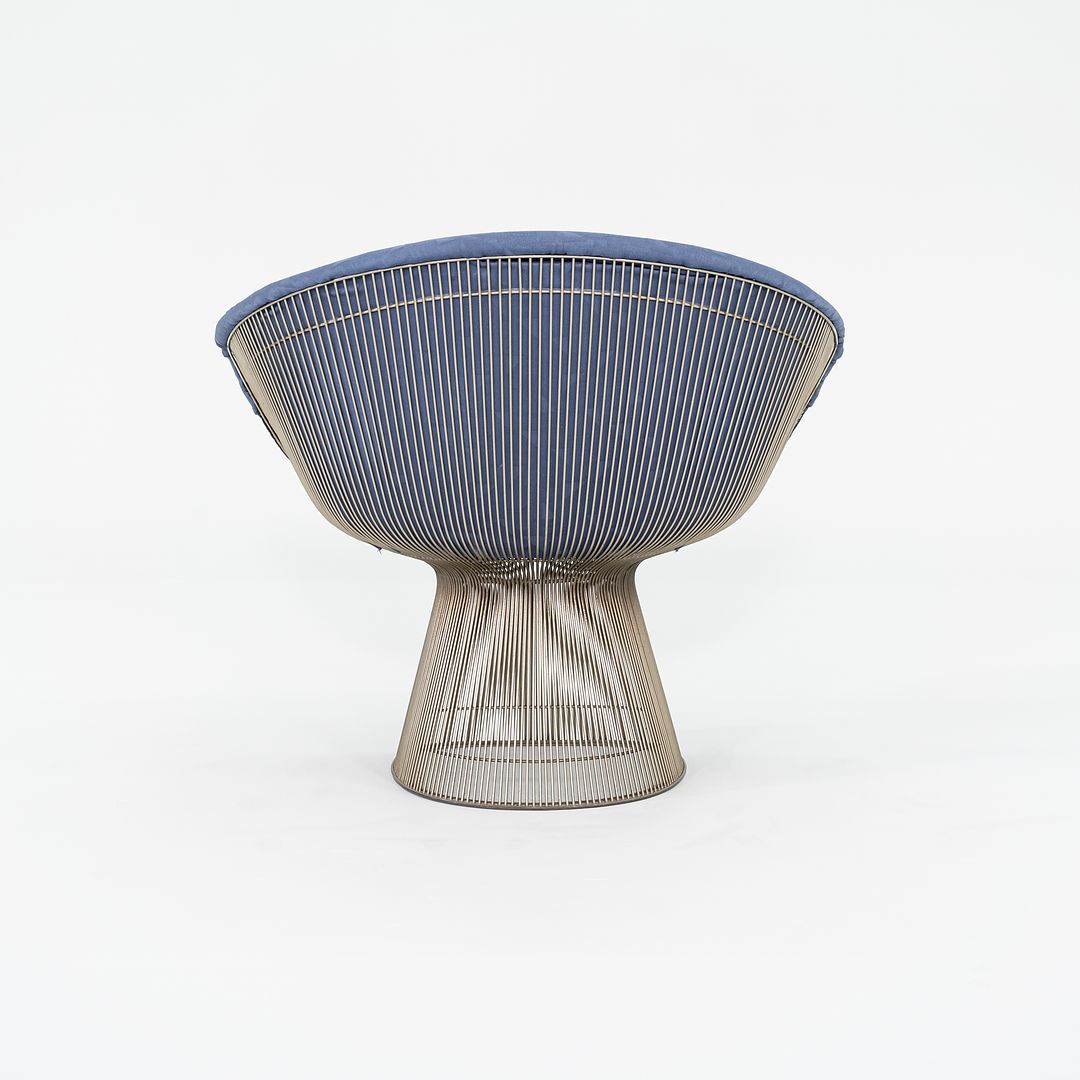 1960s Platner Lounge Chair, Model 1715L by Warren Platner for Knoll in Nickel Steel with Blue Fabric 4x Available