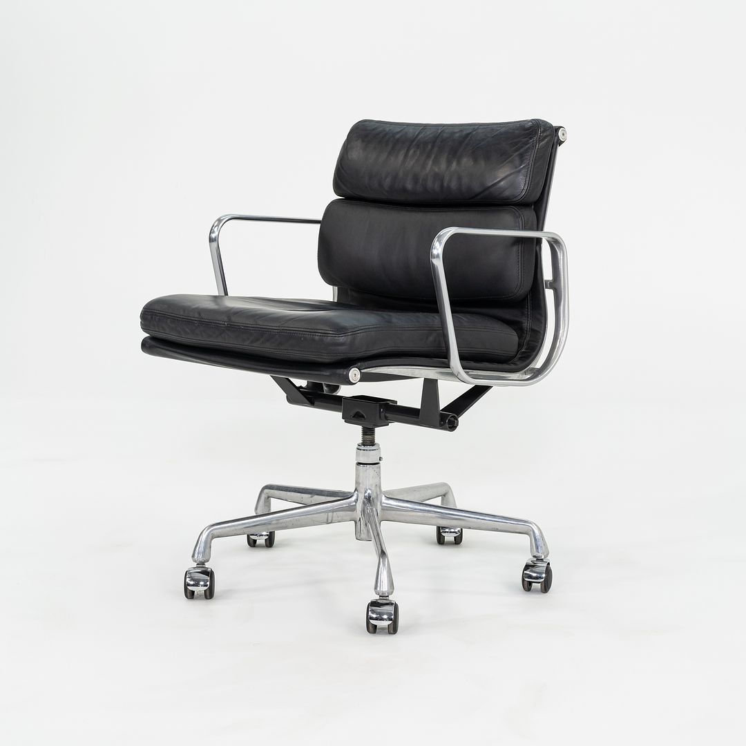 SOLD C. 2000s Herman Miller Eames Soft Pad Management Desk Chairs in Black Leather 12x Available