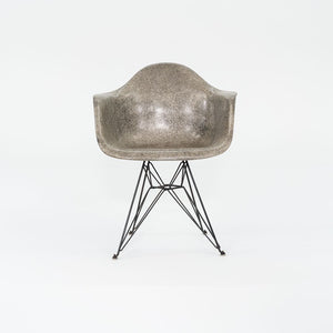 C. 1950 Herman Miller Eames Rope Edge DAR Arm Shell Chair in Elephant Hide Grey with Eiffel Tower Base