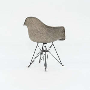 C. 1950 Herman Miller Eames Rope Edge DAR Arm Shell Chair in Elephant Hide Grey with Eiffel Tower Base