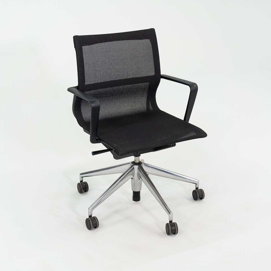 2017 Vitra Physix Rolling Desk Chair by Alberta Meda Black Mesh with Silver Pneumatic Base 3x Available