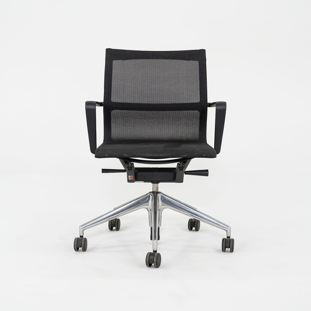 2017 Vitra Physix Rolling Desk Chair by Alberta Meda Black Mesh with Silver Pneumatic Base 3x Available