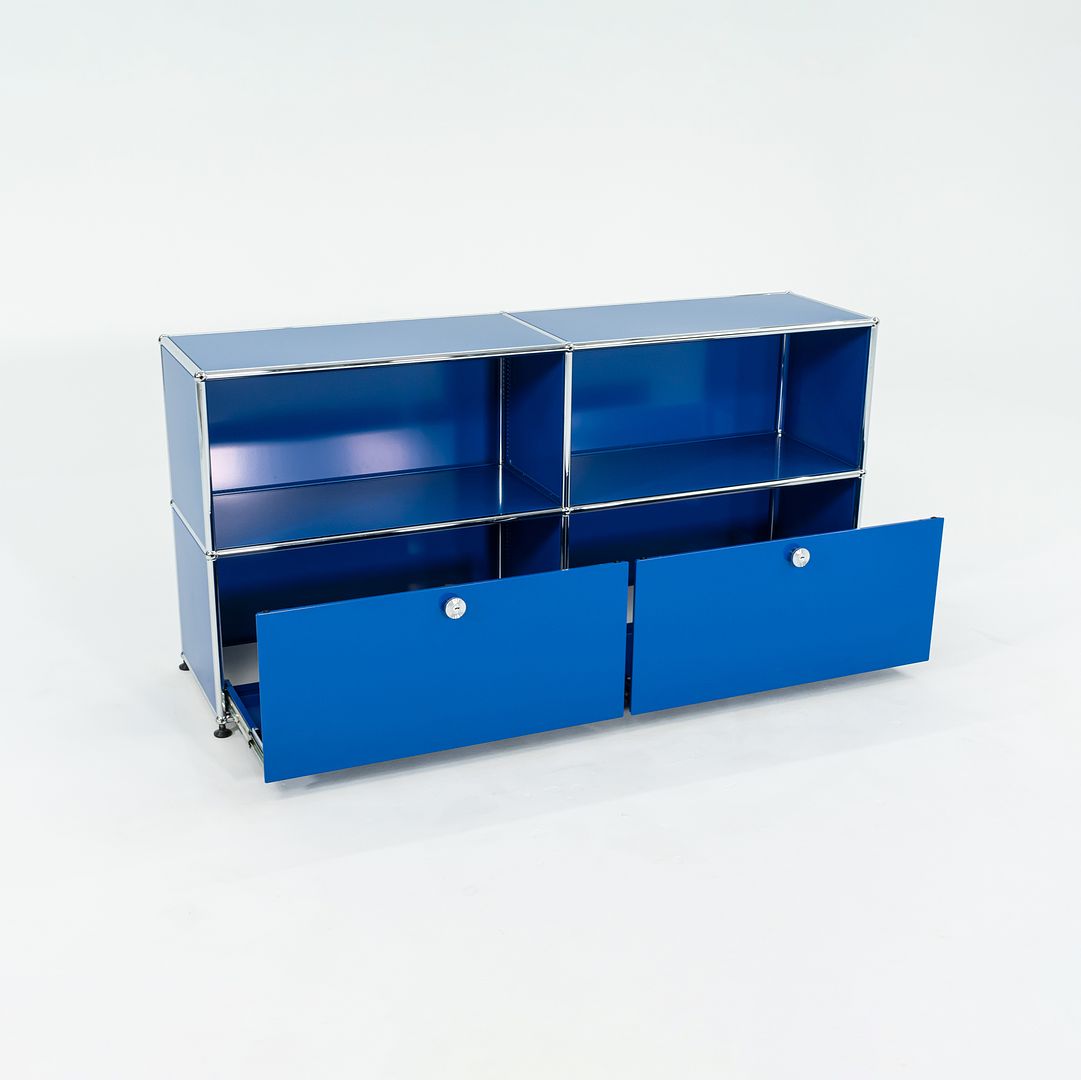 2000s USM Haller Blue C2A Credenza / Cabinet with 2x Pull-out Drawers