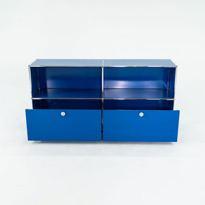 2000s USM Haller Blue C2A Credenza / Cabinet with 2x Pull-out Drawers