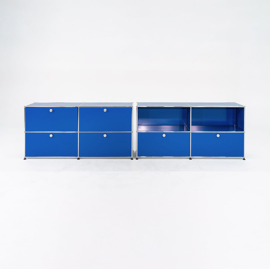 2000s USM Haller Blue C2A Credenza / Cabinet with 2x Pull-out Drawers