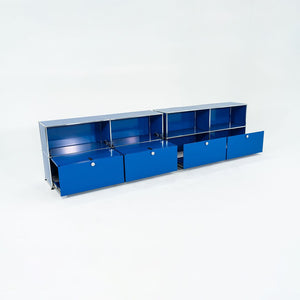 2000s USM Haller Blue C2A Credenza / Cabinet with 2x Pull-out Drawers