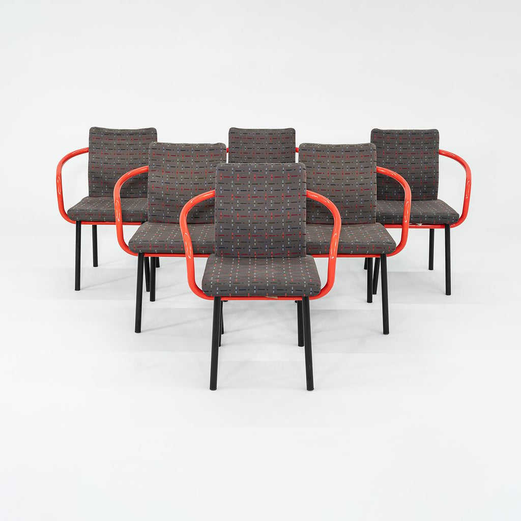 2004 Ettore Sottsass for Knoll Mandarin Dining Chair in Orange with Multi Pattern Upholstery 6x Available