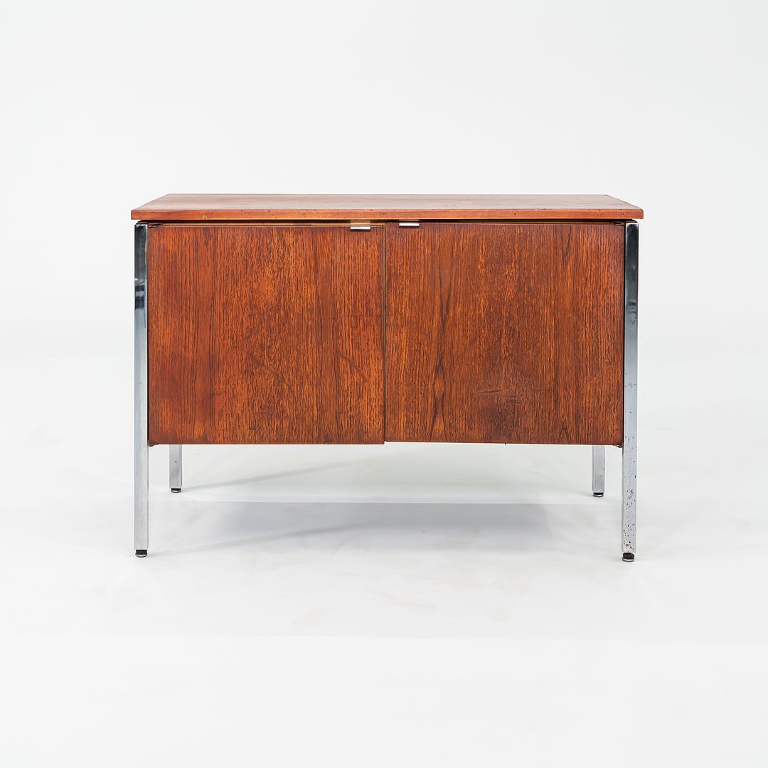 C. 1960s Oak and Chrome Two Door Cabinet / Credenza attributed to Lehigh Leopold