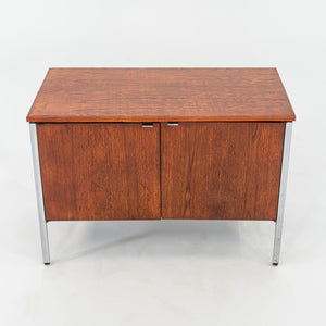 C. 1960s Oak and Chrome Two Door Cabinet / Credenza attributed to Lehigh Leopold