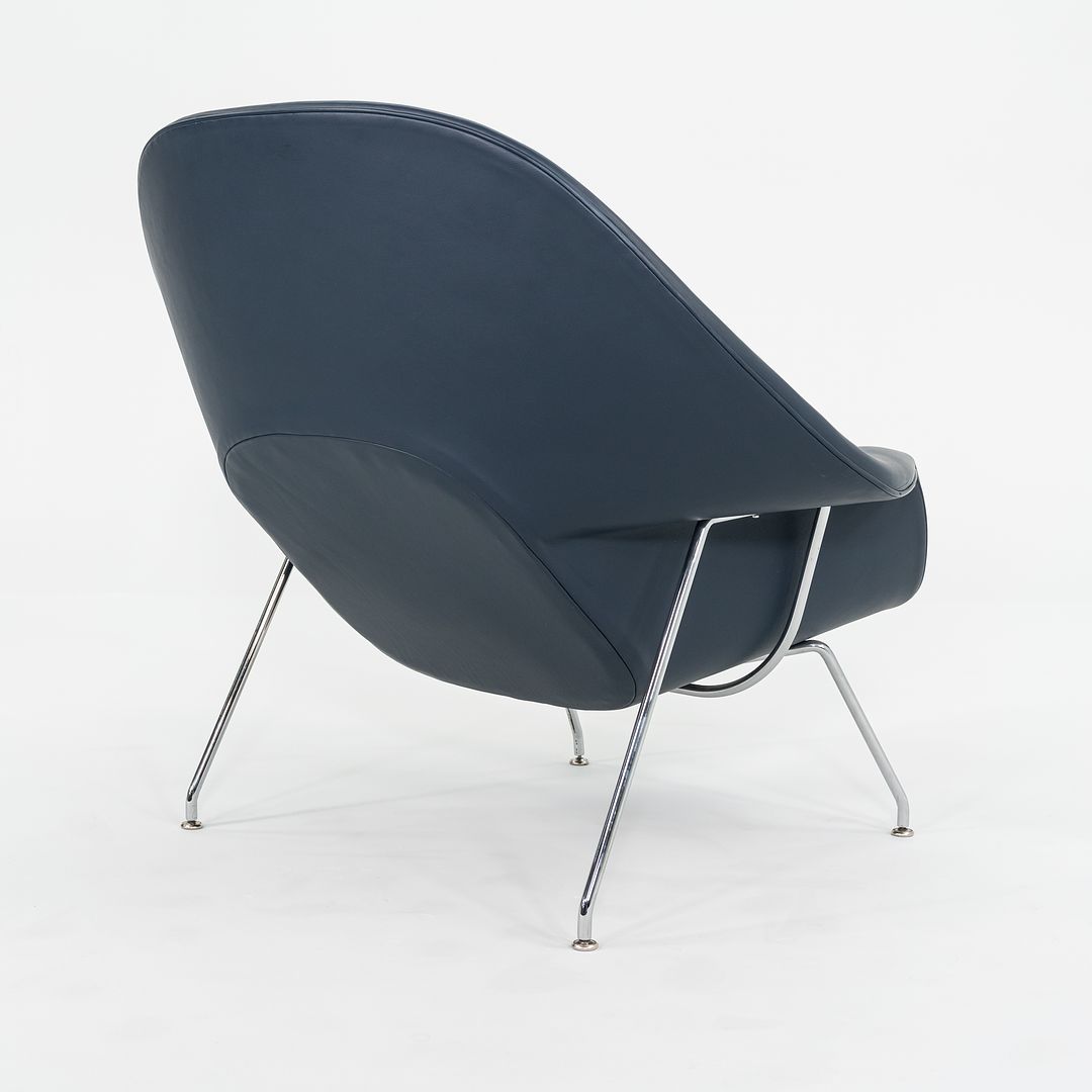 2019 Womb Chair and Ottoman, Models 70L and 74Y by Eero Saarinen for Knoll in Blue Leather