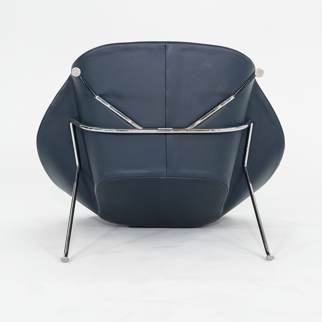 2019 Womb Chair and Ottoman, Models 70L and 74Y by Eero Saarinen for Knoll in Blue Leather