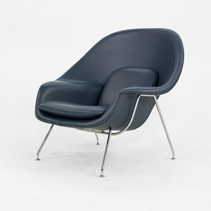 2019 Womb Chair and Ottoman, Models 70L and 74Y by Eero Saarinen for Knoll in Blue Leather