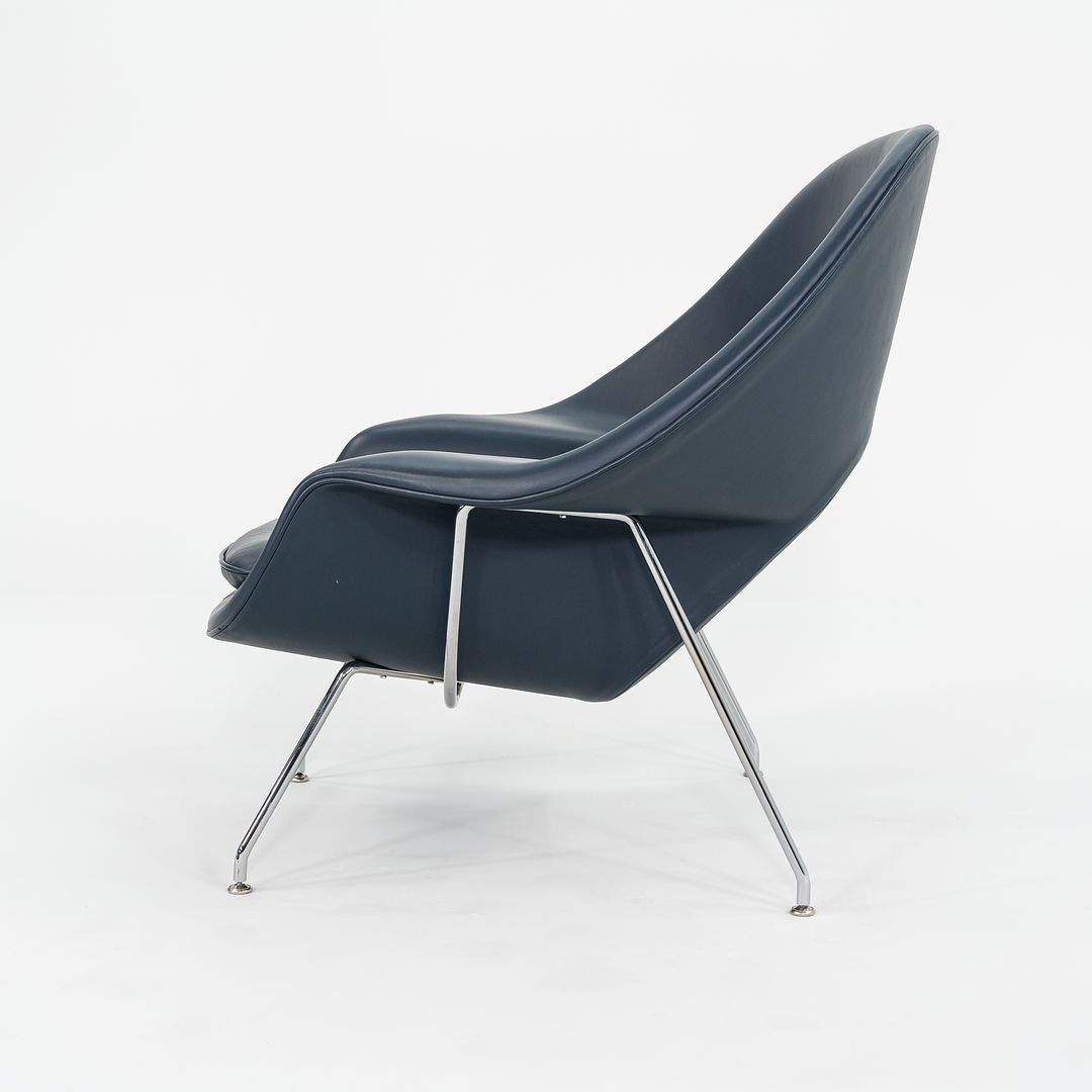 2019 Womb Chair and Ottoman, Models 70L and 74Y by Eero Saarinen for Knoll in Blue Leather