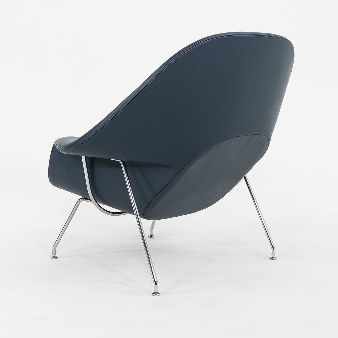 2019 Womb Chair and Ottoman, Models 70L and 74Y by Eero Saarinen for Knoll in Blue Leather