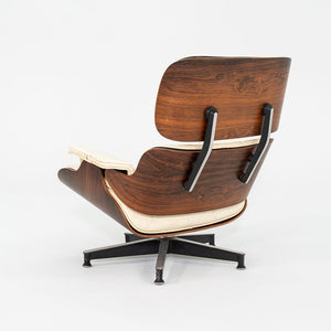 1964 Herman Miller Eames Lounge Chair and Ottoman in Rosewood and White Leather 670/671