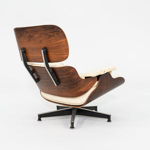 1964 Herman Miller Eames Lounge Chair and Ottoman in Rosewood and White Leather 670/671