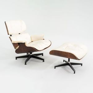 1964 Herman Miller Eames Lounge Chair and Ottoman in Rosewood and White Leather 670/671