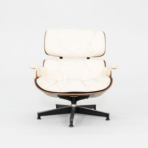 1964 Herman Miller Eames Lounge Chair and Ottoman in Rosewood and White Leather 670/671