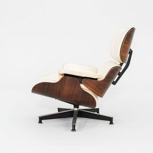 1964 Herman Miller Eames Lounge Chair and Ottoman in Rosewood and White Leather 670/671