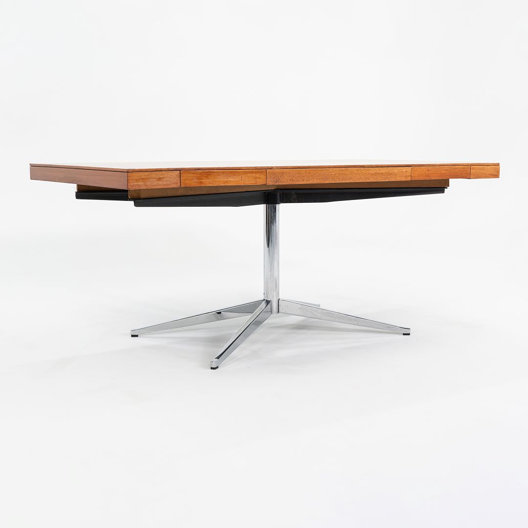 1960s Florence Knoll Partners Desk in Walnut and Chrome with Four Drawers