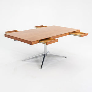 1960s Florence Knoll Partners Desk in Walnut and Chrome with Four Drawers