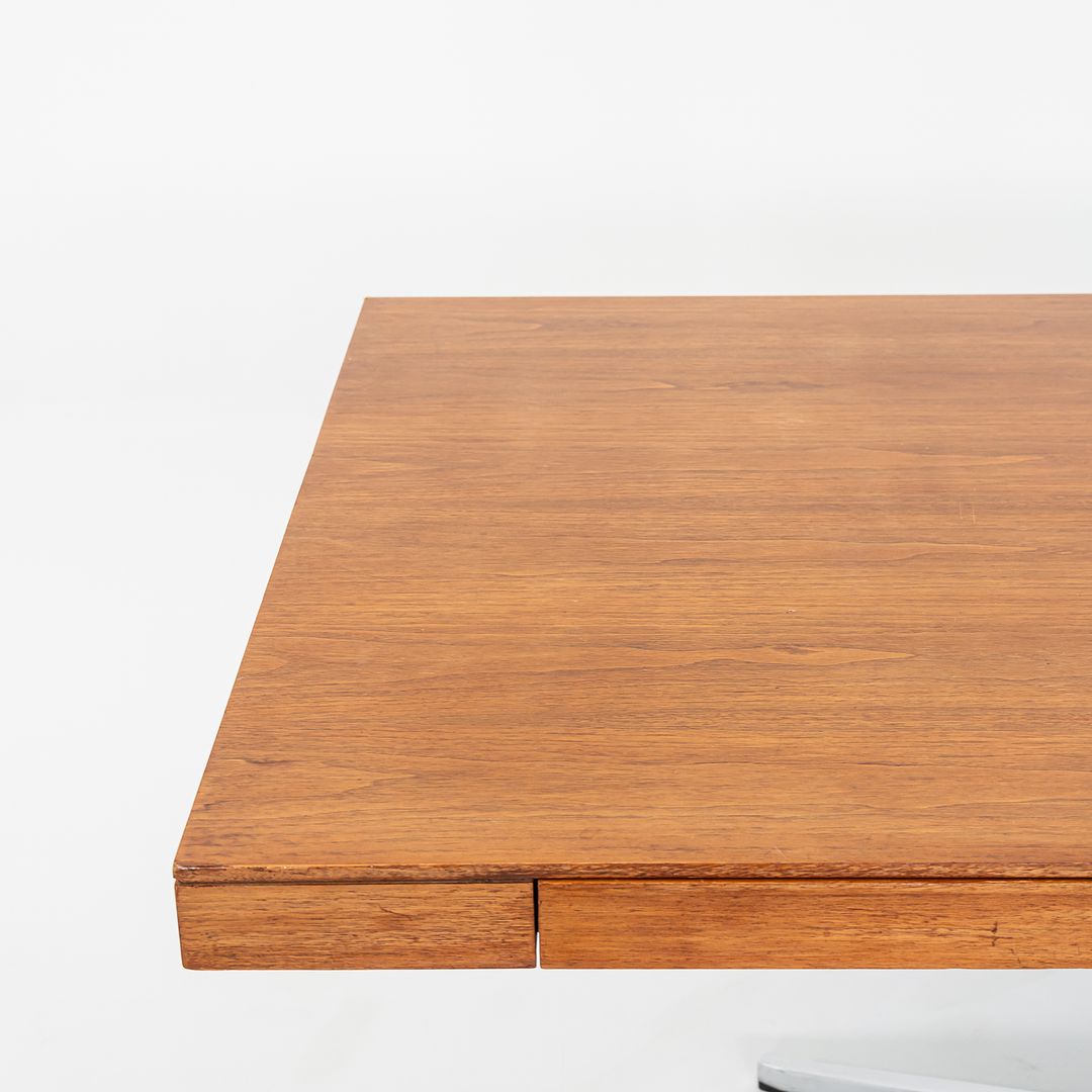 1960s Florence Knoll Partners Desk in Walnut and Chrome with Four Drawers