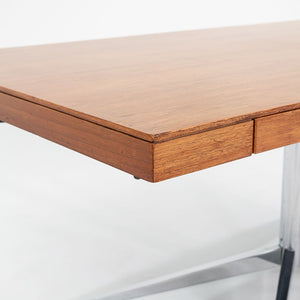 1960s Florence Knoll Partners Desk in Walnut and Chrome with Four Drawers