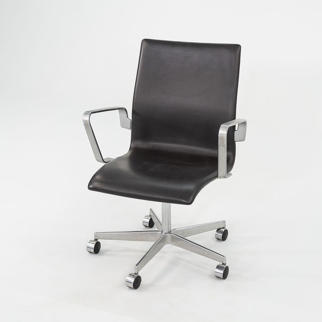 2006 Arne Jacobsen for Fritz Hansen Oxford Management Desk Chair in Brown Leather