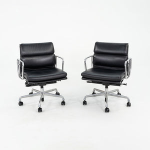 2009 Herman Miller Eames Soft Pad Management Desk Chair in Edelman Black Leather with Pneumatic Base 12+ Available