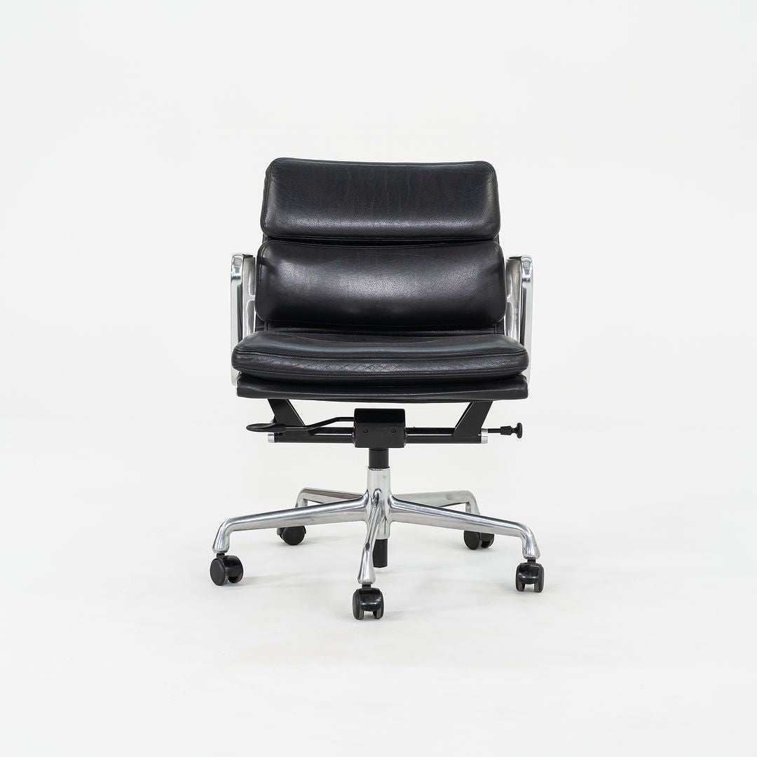 2009 Herman Miller Eames Soft Pad Management Desk Chair in Edelman Black Leather with Pneumatic Base 12+ Available