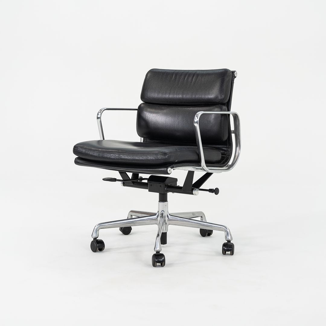 2009 Herman Miller Eames Soft Pad Management Desk Chair in Edelman Black Leather with Pneumatic Base 12+ Available