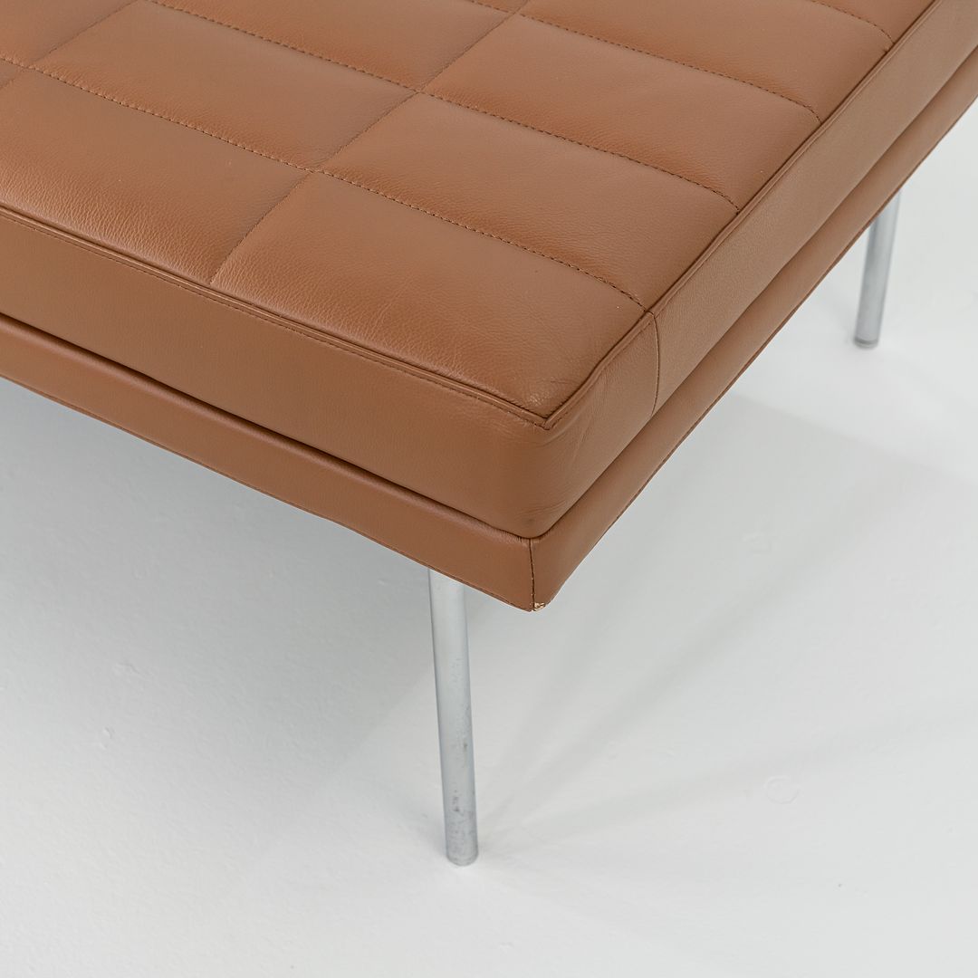 2013 BassamFellows for Geiger Tuxedo Lounge Quilted Bench in Cognac Leather 56x28 inches 2x Available