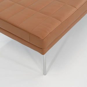 2013 BassamFellows for Geiger Tuxedo Lounge Quilted Bench in Cognac Leather 56x28 inches 2x Available