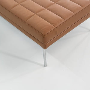 2013 BassamFellows for Geiger Tuxedo Lounge Quilted Bench in Cognac Leather 56x28 inches 2x Available