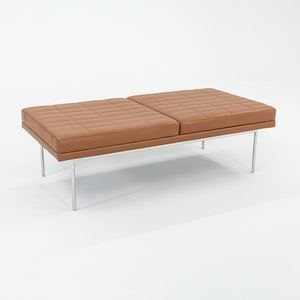 2013 BassamFellows for Geiger Tuxedo Lounge Quilted Bench in Cognac Leather 56x28 inches 2x Available