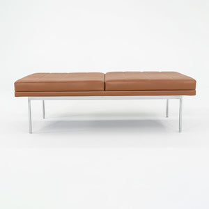 2013 BassamFellows for Geiger Tuxedo Lounge Quilted Bench in Cognac Leather 56x28 inches 2x Available