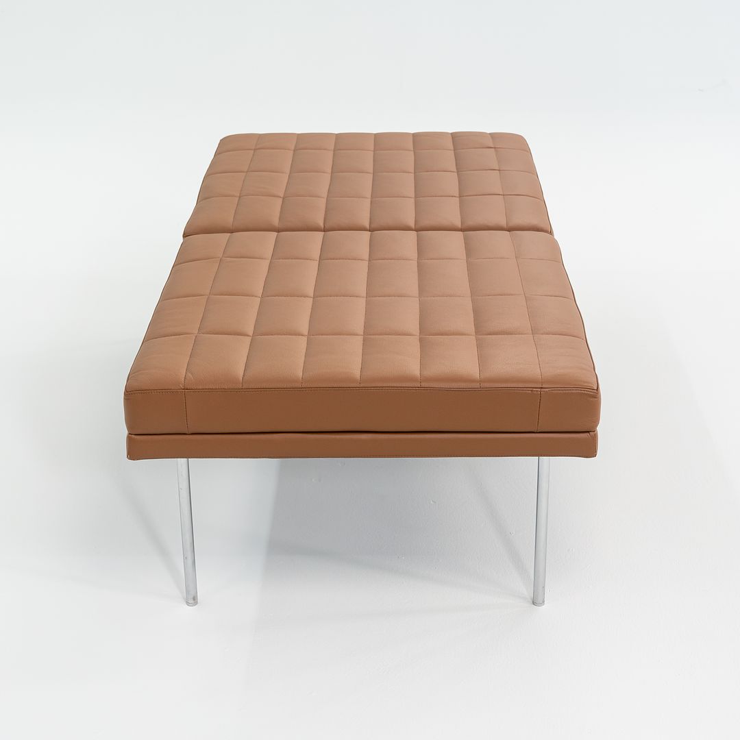 2013 BassamFellows for Geiger Tuxedo Lounge Quilted Bench in Cognac Leather 56x28 inches 2x Available