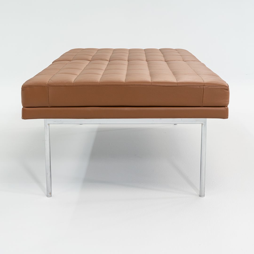 2013 BassamFellows for Geiger Tuxedo Lounge Quilted Bench in Cognac Leather 56x28 inches 2x Available