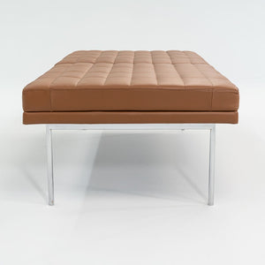 2013 BassamFellows for Geiger Tuxedo Lounge Quilted Bench in Cognac Leather 56x28 inches 2x Available