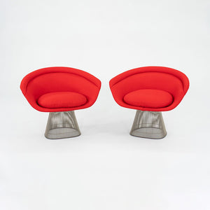 1975 Pair of Warren Platner for Knoll Lounge Chairs with New Red Upholstery