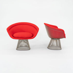 1975 Pair of Warren Platner for Knoll Lounge Chairs with New Red Upholstery