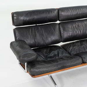 1990s ES 108 Three Seat Sofa by Ray and Charles Eames for Herman Miller in Walnut with Black Leather