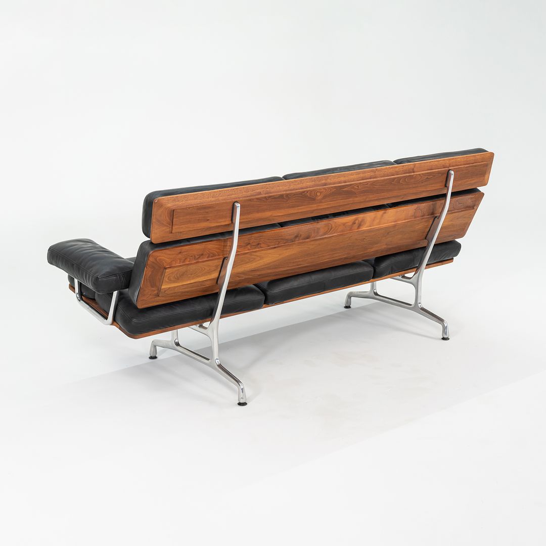 1990s ES 108 Three Seat Sofa by Ray and Charles Eames for Herman Miller in Walnut with Black Leather