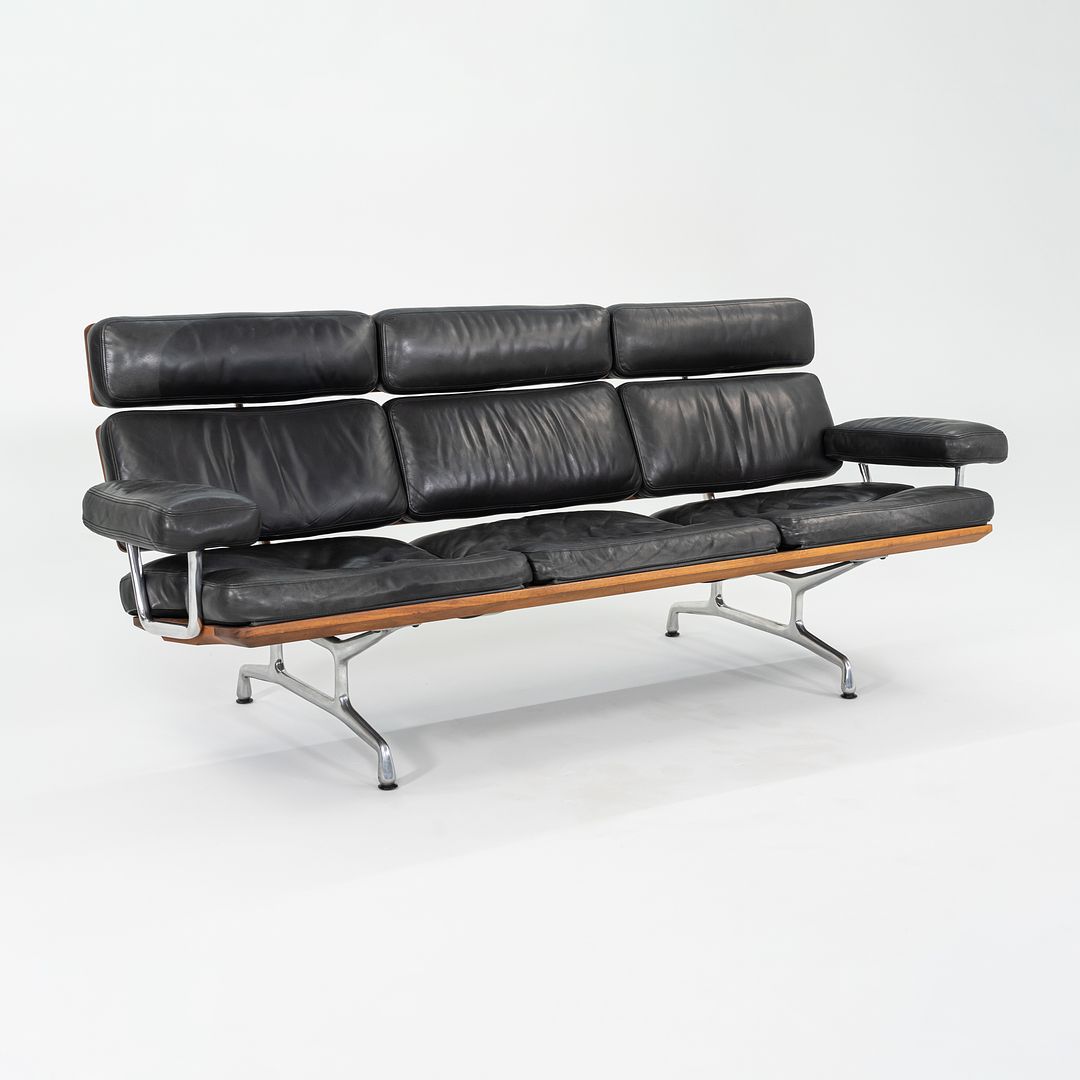 1990s ES 108 Three Seat Sofa by Ray and Charles Eames for Herman Miller in Walnut with Black Leather