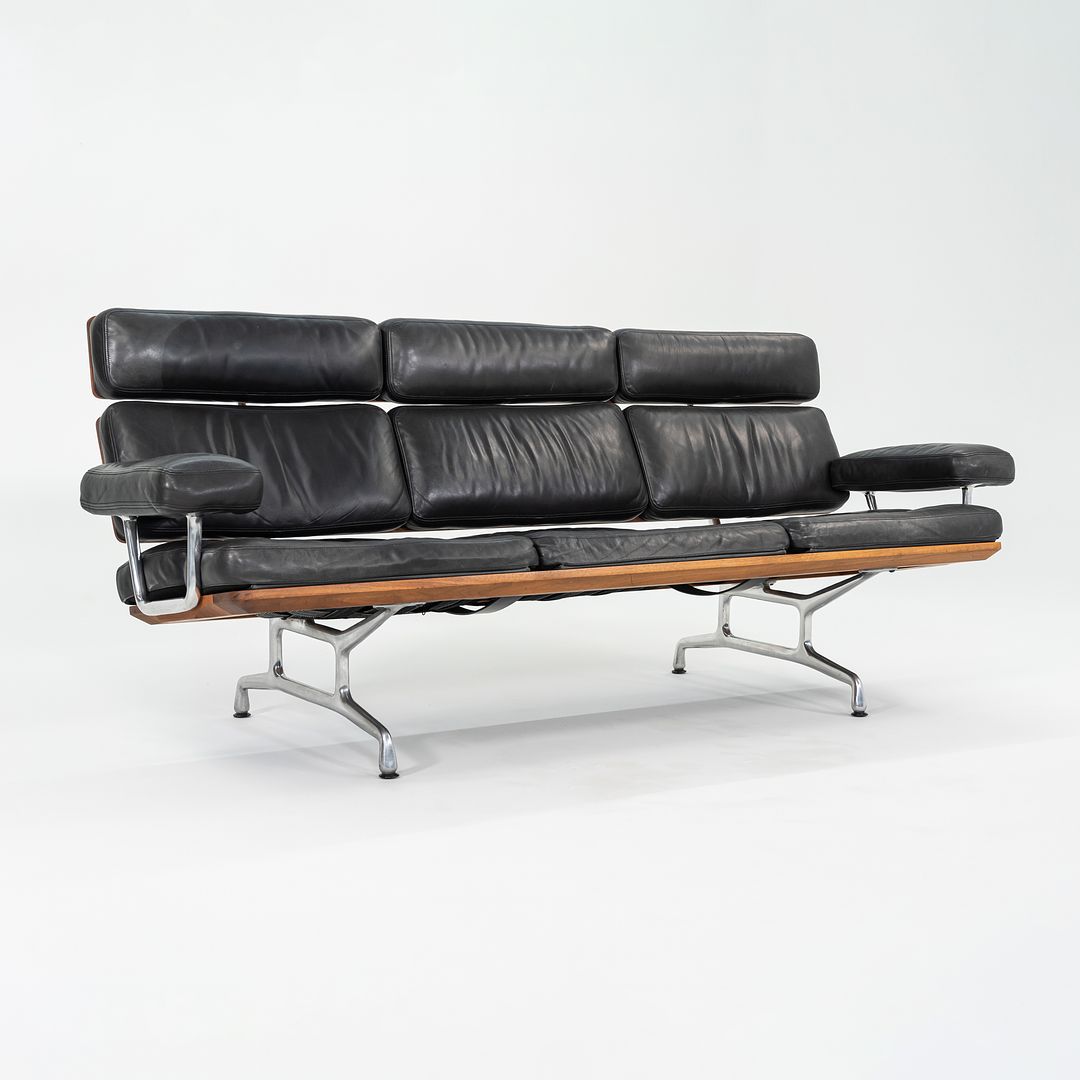 1990s ES 108 Three Seat Sofa by Ray and Charles Eames for Herman Miller in Walnut with Black Leather