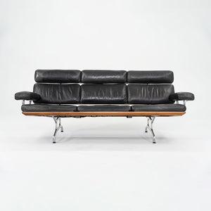 1990s ES 108 Three Seat Sofa by Ray and Charles Eames for Herman Miller in Walnut with Black Leather