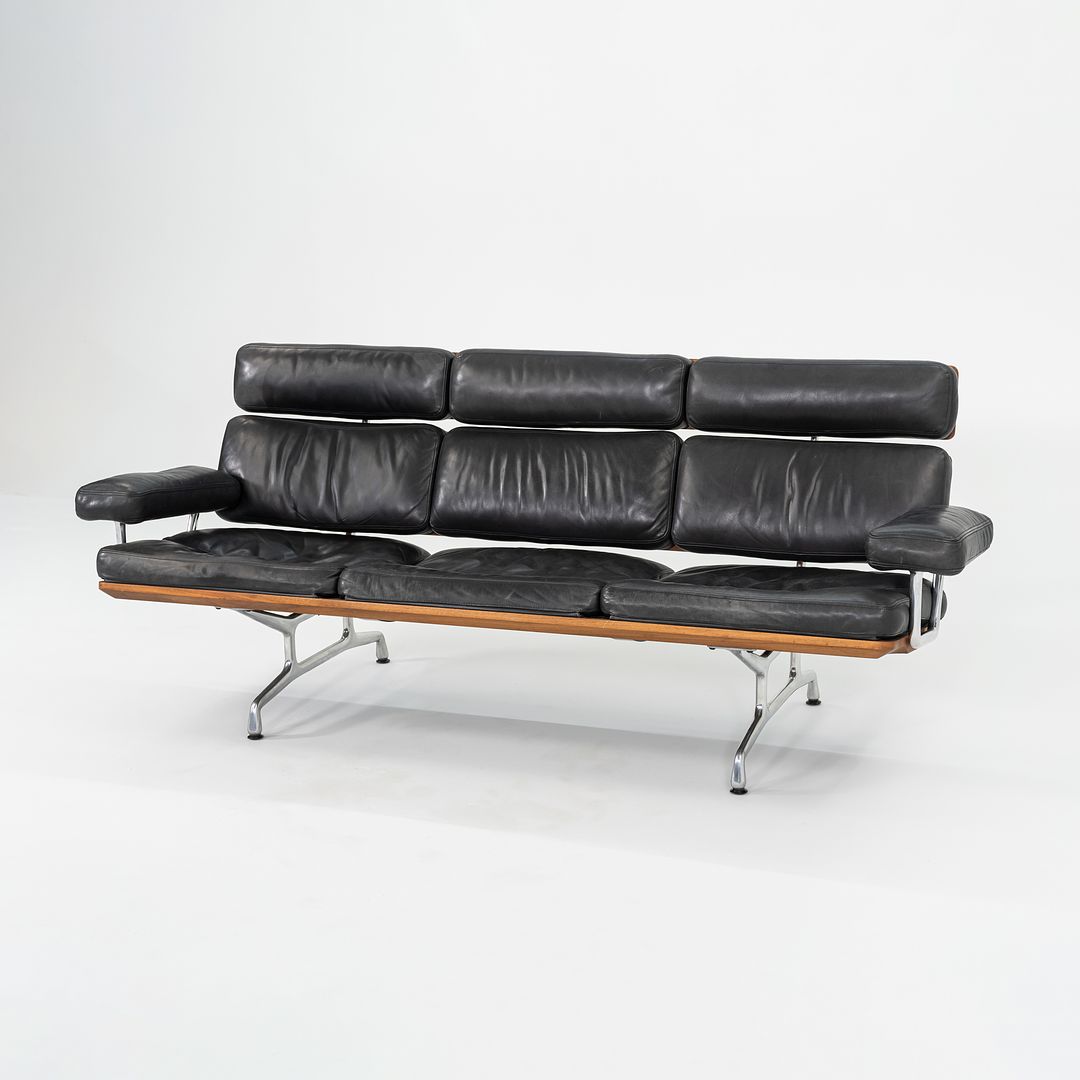 1990s ES 108 Three Seat Sofa by Ray and Charles Eames for Herman Miller in Walnut with Black Leather